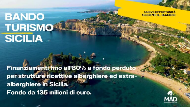 Finanziamento a fondo perduto fino all'80% a fondo perduto per strutture ricettive alberghiere ed extra-alberghiere in sicilia