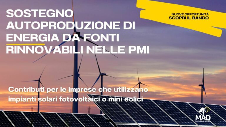 Sostegno autoproduzione energia fotovoltaico minieolico